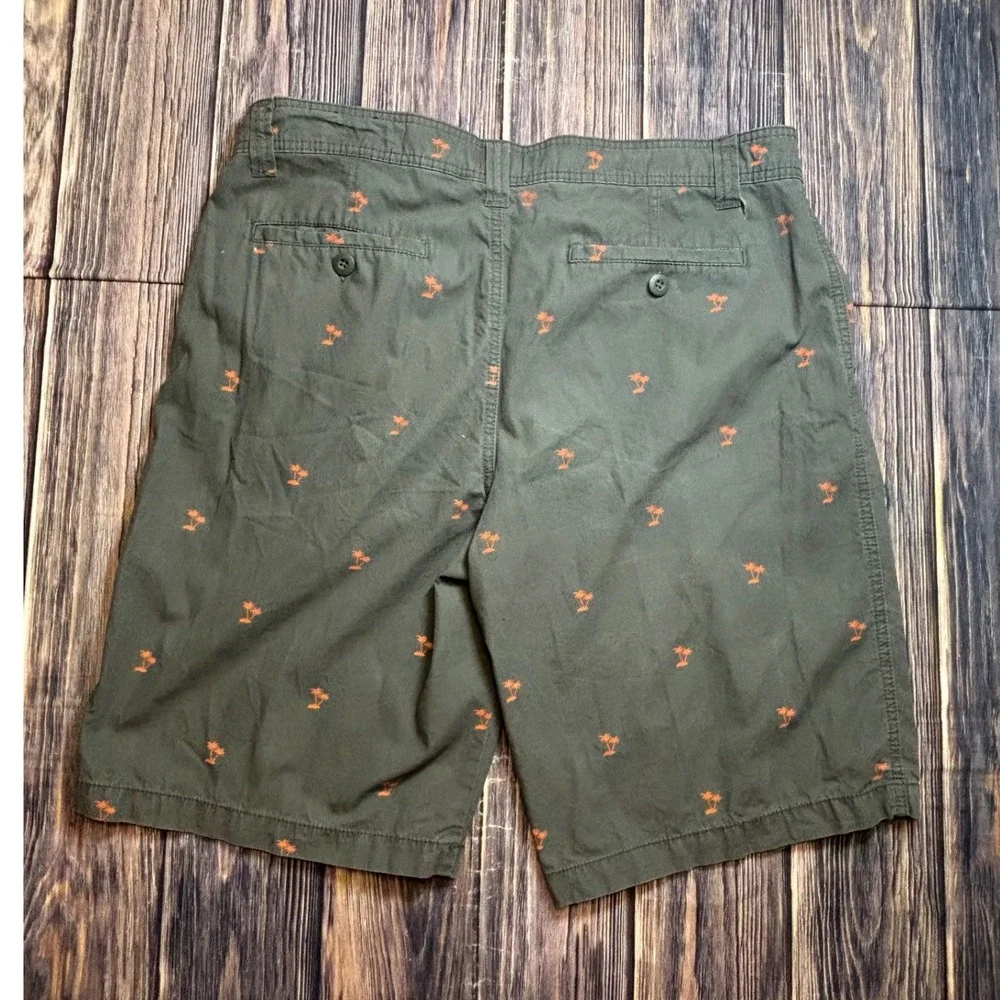 Cargo Supplies Mens Cotton Shorts Size 38 Olive Green Palm Tree Print Tropical